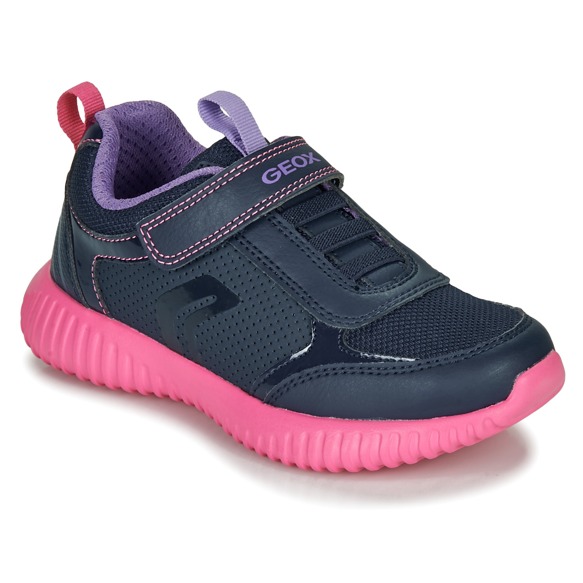 Shoes Girl Low top trainers Geox J WAVINESS Navy / Pink