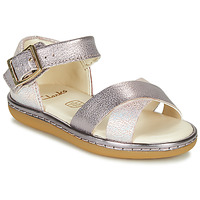 Shoes Girl Sandals Clarks SKYLARK PURE T Silver / Pink