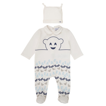 Clothing Boy Sleepsuits Emporio Armani 6HHV08-4J3IZ-0101 White / Blue