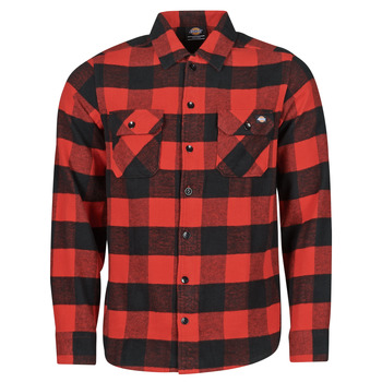Clothing Men Long-sleeved shirts Dickies NEW SACRAMENTO SHIRT RED Red / Black
