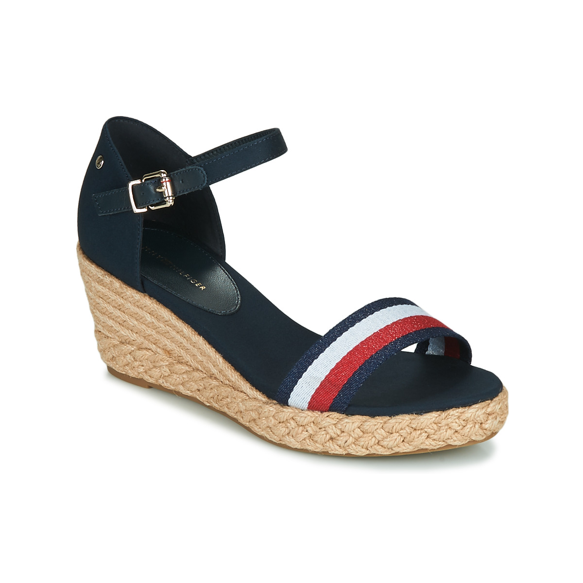 Shoes Women Sandals Tommy Hilfiger SHIMMERY RIBBON MID WEDGE SANDAL Marine