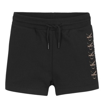 Clothing Girl Shorts / Bermudas Calvin Klein Jeans CK REPEAT FOIL KNIT SHORTS Black