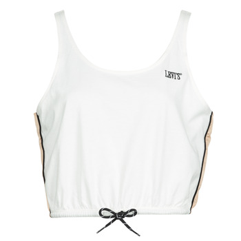 Clothing Women Tops / Sleeveless T-shirts Levi's GINGER NYLON PIECED TANK TOFU, TOASTED ALMOND & CAVIAR White / Beige