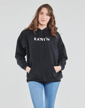 Clothing Women Sweaters Levi's GRAPHIC RIDER HOODIE Black