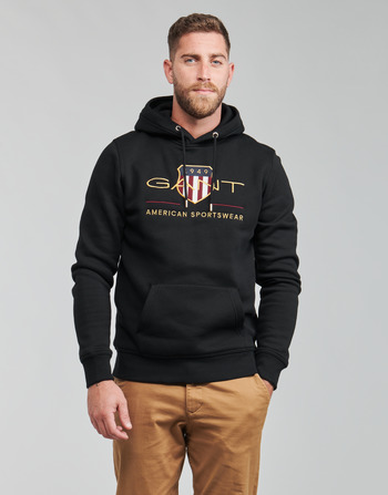 Clothing Men Sweaters Gant ARCHIVE SHIELD HOODIE Black