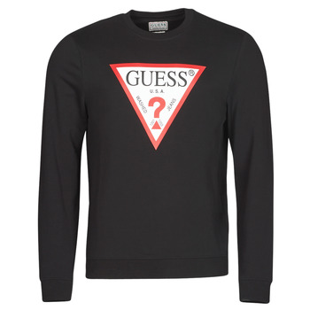 Clothing Men Sweaters Guess AUDLEY CN FLEECE Black