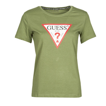 Clothing Women Short-sleeved t-shirts Guess SS CN ORIGINAL TEE Kaki