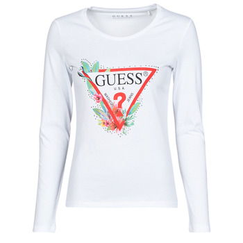 Clothing Women Long sleeved tee-shirts Guess LS CN NELLI TEE White