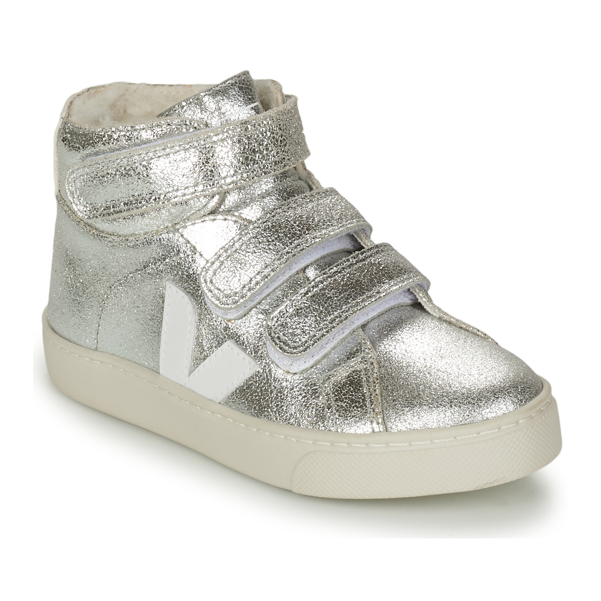 Shoes Girl Hi top trainers Veja SMALL ESPLAR MID FUR Silver / White