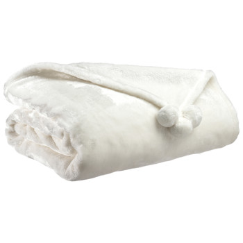Home Blankets / throws Vivaraise TENDER POMPONS White