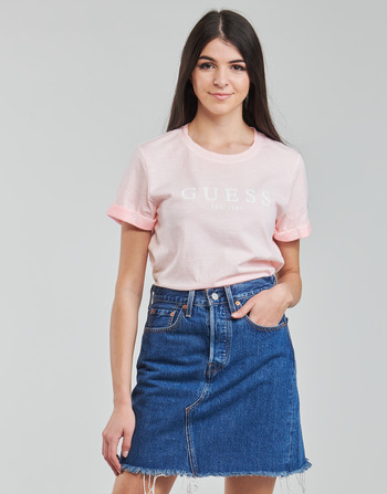 Guess ES SS GUESS 1981 ROLL CUFF TEE Pink