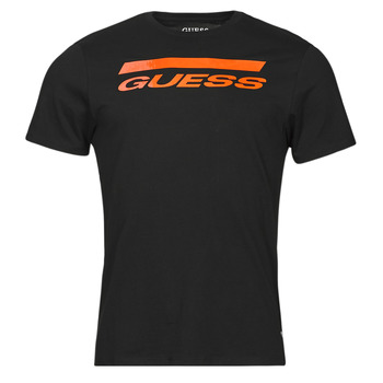 Clothing Men Short-sleeved t-shirts Guess SS BSC INTL LOGO TEE Black / Orange