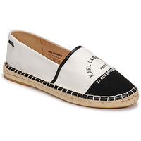 Shoes Women Espadrilles Karl Lagerfeld KAMINI Maison Logo Slip On Ivory / Black