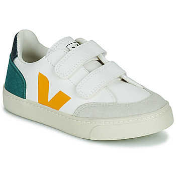 Shoes Boy Low top trainers Veja Small V-12 Velcro White / Yellow / Green