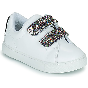 Shoes Girl Low top trainers Bons baisers de Paname MINI EDITH GLITTER TONGUE White