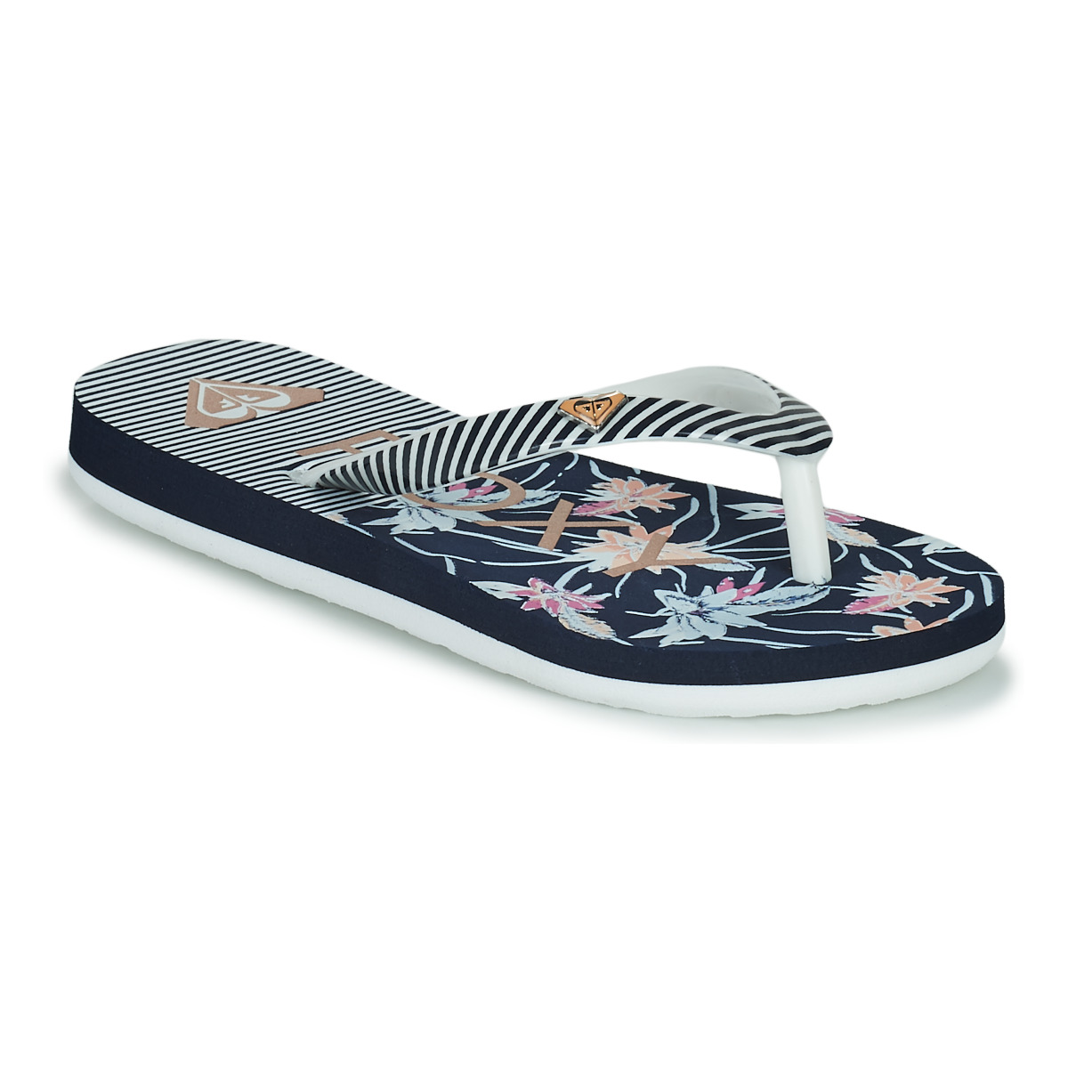 Shoes Girl Flip flops Roxy RG PEBBLES VII Marine / White
