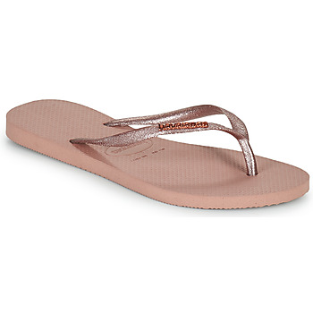 Shoes Women Flip flops Havaianas SLIM LOGO METALLIC Pink