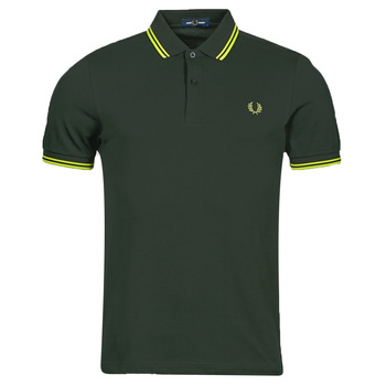 Clothing Men Short-sleeved polo shirts Fred Perry TWIN TIPPED FRED PERRY SHIRT Green / Yellow