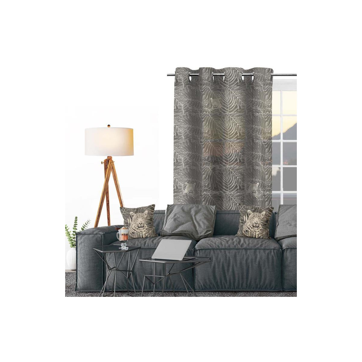 Home Sheer curtains Soleil D'Ocre SAFARI Anthracite