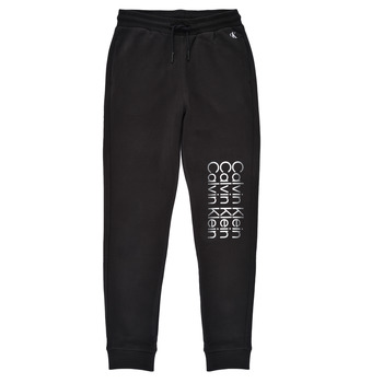 Clothing Boy Tracksuit bottoms Calvin Klein Jeans INSTITUTIONAL CUT OFF LOGO SWEATPANTS Black