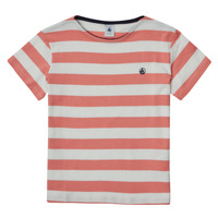Clothing Girl Short-sleeved t-shirts Petit Bateau BIBALI White / Pink