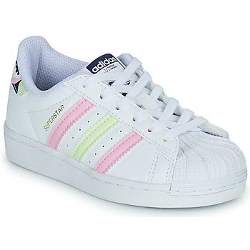 Shoes Girl Low top trainers adidas Originals SUPERSTAR C White / Pink / Motif