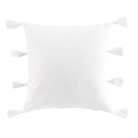 Home Cushions Douceur d intérieur COUSSIN DEHOUS. COMPR. POMPONS 45 x 45 CM COTON UNI TASSELINA BL White