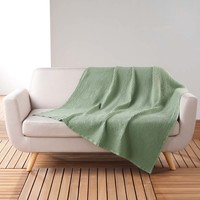Home Blankets / throws Douceur d intérieur PLAID 125 x 150 CM COTON UNI GAUFRETTE KAKI Green