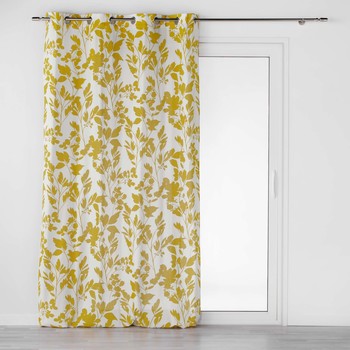 Home Curtains & blinds Douceur d intérieur RIDEAU A OEILLETS 140 x 240 CM COTON IMPRIME FICUSIA JAUNE Yellow