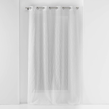 Home Sheer curtains Douceur d intérieur PANNEAU A OEILLETS 140 x 240 CM VOILE SABLE BRODE COLYNE White
