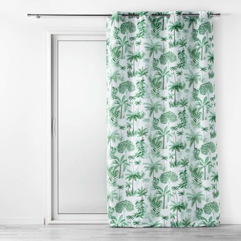Home Sheer curtains Douceur d intérieur PANNEAU A OEILLETS 140 x 240 CM VOILE SABLE IMPRIME AMAZONIA VER Green
