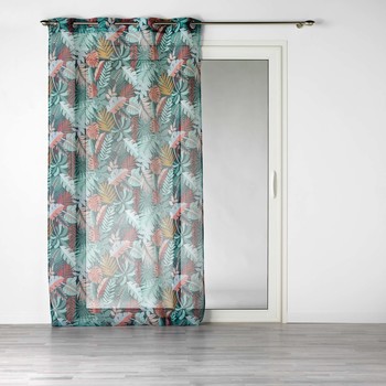 Home Sheer curtains Douceur d intérieur PANNEAU A OEILLETS 140 x 240 CM VOILE SABLE IMPRIME JACALA BLEU Multicolour