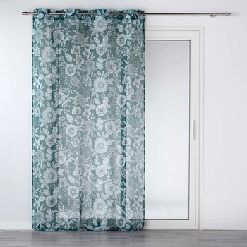 Home Sheer curtains Douceur d intérieur PANNEAU A OEILLETS 140 x 240 CM VOILE SABLE IMPRIME MILADY BLEU Blue