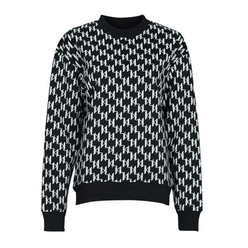 Clothing Women Sweaters Karl Lagerfeld UNISEX ALL-OVER MONOGRAM SWEAT Black / White