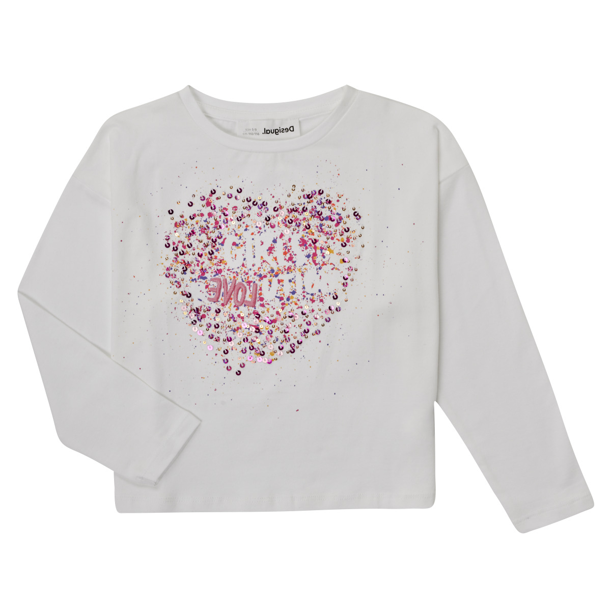 Clothing Girl Long sleeved tee-shirts Desigual ALBA White / Pink