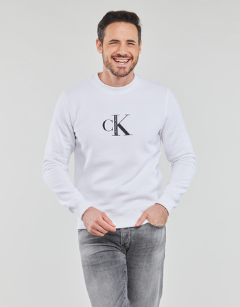 Clothing Men Sweaters Calvin Klein Jeans CK INSTITUTIONAL CREW NECK Black