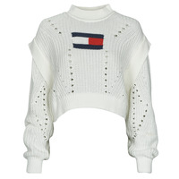Clothing Women Jumpers Tommy Jeans TJW OVRSZD FLAG STITCH SWEATER White