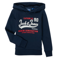 Clothing Boy Sweaters Jack & Jones JJELOGO SWEAT HOOD Marine