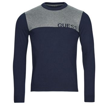 Clothing Men Jumpers Guess PERRY CN LOGO Grey / Marine