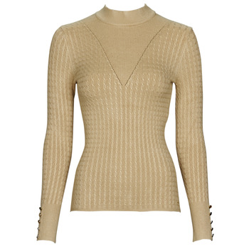 Clothing Women Jumpers Guess LS BETTIE CABLE MOCK Beige