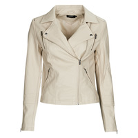 Clothing Women Leather jackets / Imitation leather Only ONLGEMMA FAUX LEATHER BIKER OTW NOOS Beige