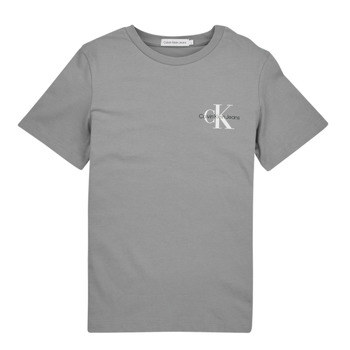 Clothing Boy Short-sleeved t-shirts Calvin Klein Jeans CHEST MONOGRAM TOP Grey