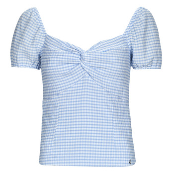 Clothing Women Tops / Blouses Guess SS LAZIZE KNOT TOP White / Blue