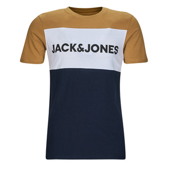 Clothing Men Short-sleeved t-shirts Jack & Jones JJELOGO BLOCKING TEE SS Yellow / White / Marine