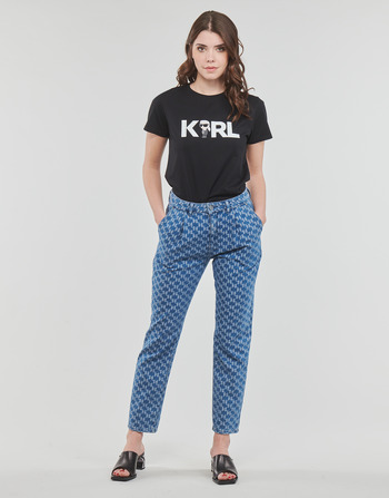 Clothing Women Straight jeans Karl Lagerfeld TAPERED MONOGRAM JCQ DENIMS Blue