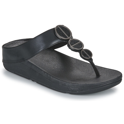 Shoes Women Flip flops FitFlop HALO METALLIC-TRIM TOE-POST SANDALS Black