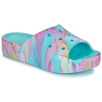 Shoes Women Sliders Crocs ClassicPlatformPalmPrintSlide Blue / Pink
