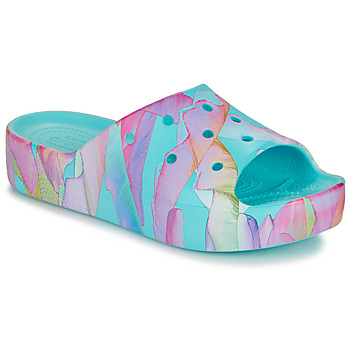 Shoes Women Sliders Crocs ClassicPlatformPalmPrintSlide Blue / Pink