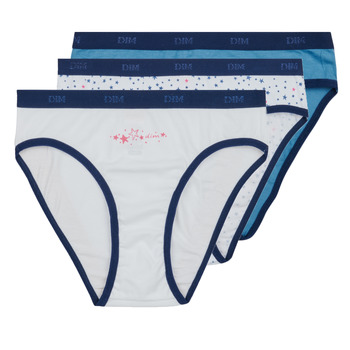 Underwear Girl Knickers/panties DIM POCKET COTON PACK X3 Blue / White