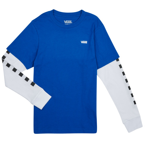 Clothing Boy Long sleeved tee-shirts Vans LONG CHECK TWOFER BOYS Blue / White